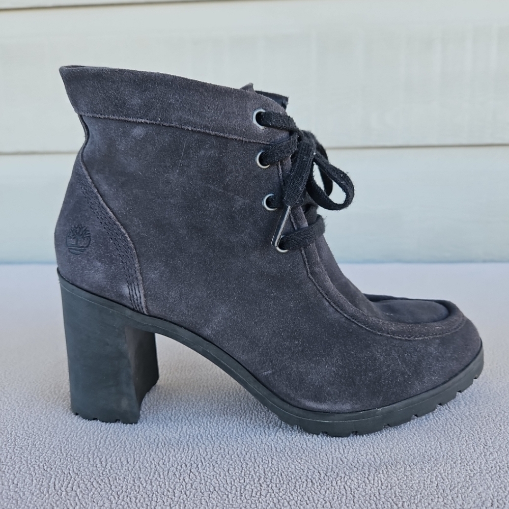 Timberland Allington Chukka Womens SZ 8 Heeled Bootie Chunky Ankle Grey A1HMF - Picture 2 of 12